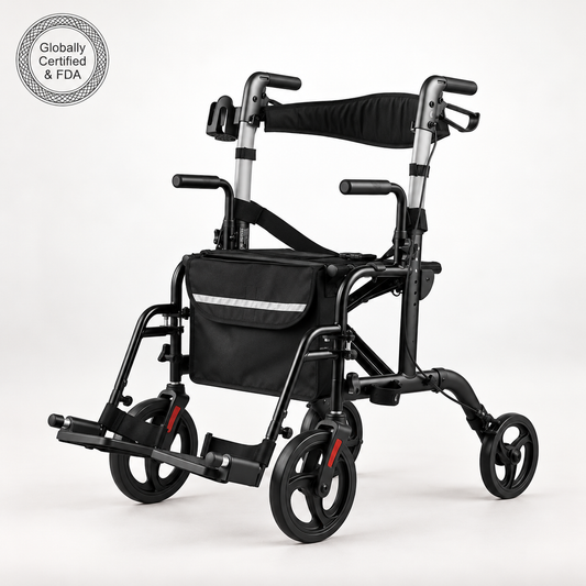 Belton Duo 2-in-1 Rollator Walker & Transport Wheelchair for Seniors (300 lbs)