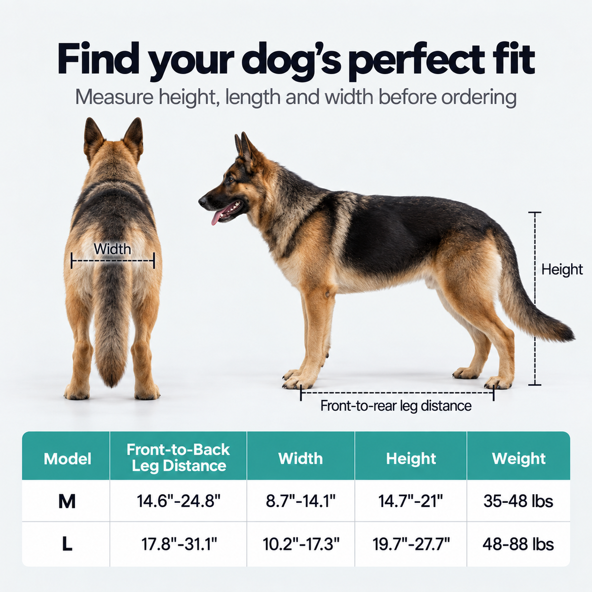 Belton Dog Wheelchair — Adjustable Rear-Leg Support Cart for Injured, Senior & Paralyzed Dogs (6-88 lbs)