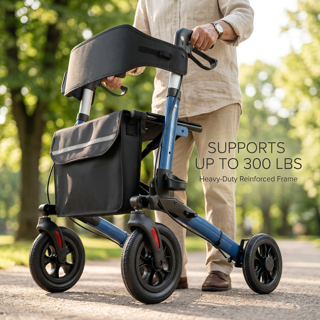 Belton Glide 3X Folding Rollator Walker with Seat