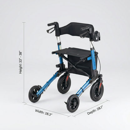Belton Glide 3X Folding Rollator Walker with Seat