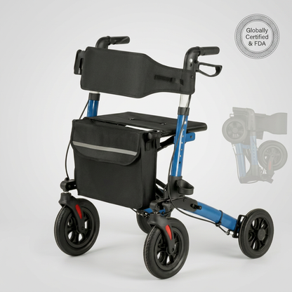 Belton Glide 3X Folding Rollator Walker with Seat